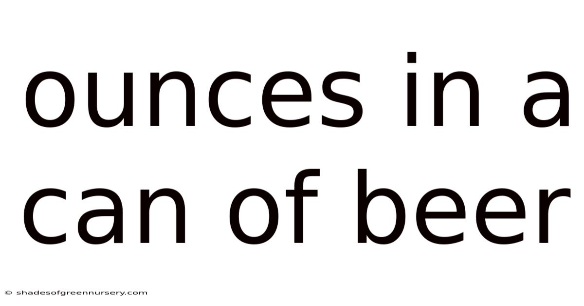 Ounces In A Can Of Beer