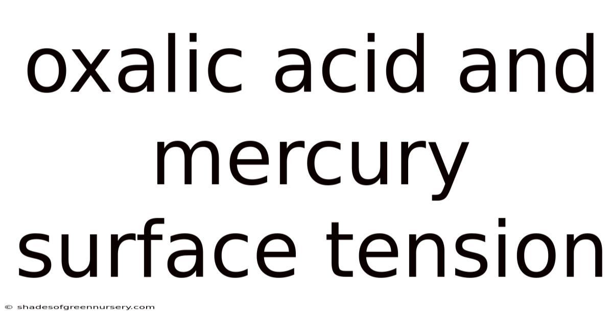Oxalic Acid And Mercury Surface Tension