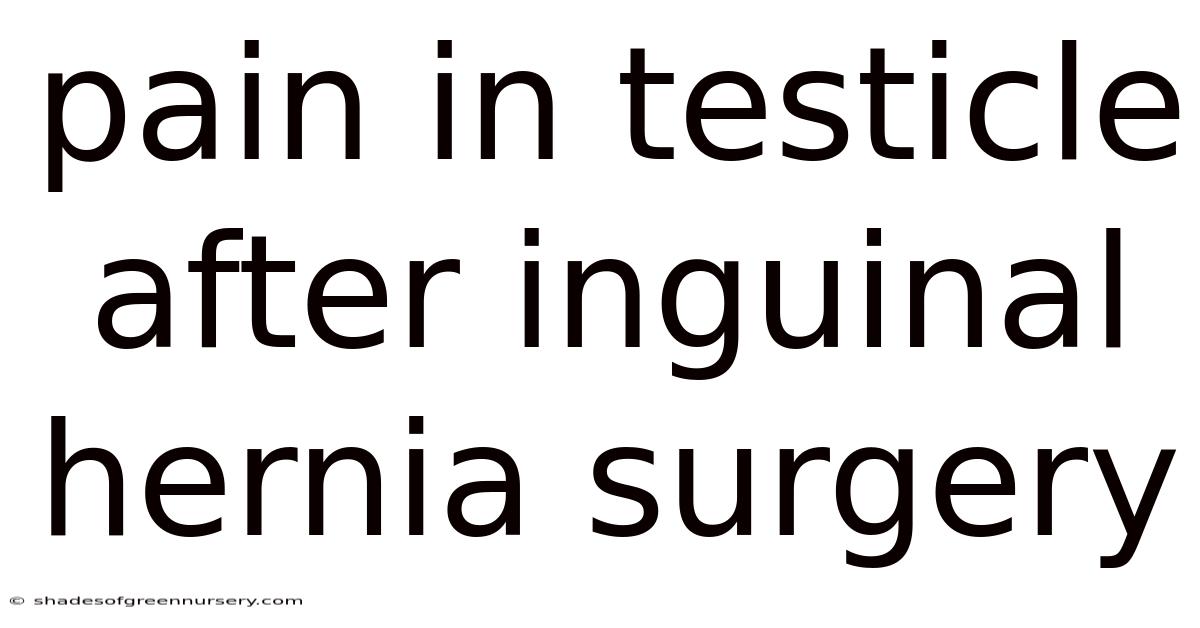 Pain In Testicle After Inguinal Hernia Surgery