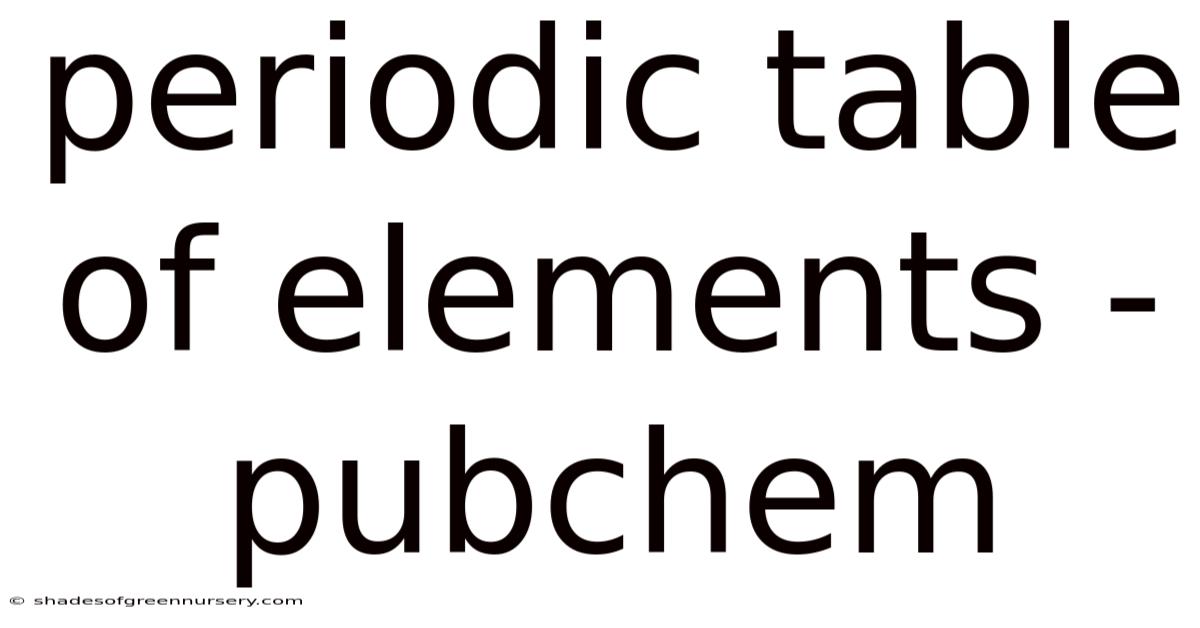 Periodic Table Of Elements - Pubchem