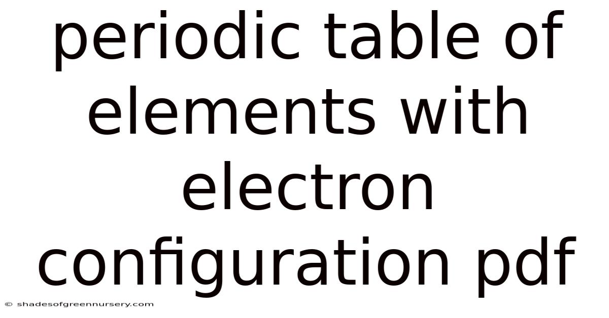 Periodic Table Of Elements With Electron Configuration Pdf