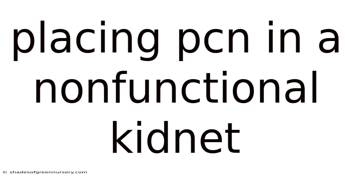 Placing Pcn In A Nonfunctional Kidnet