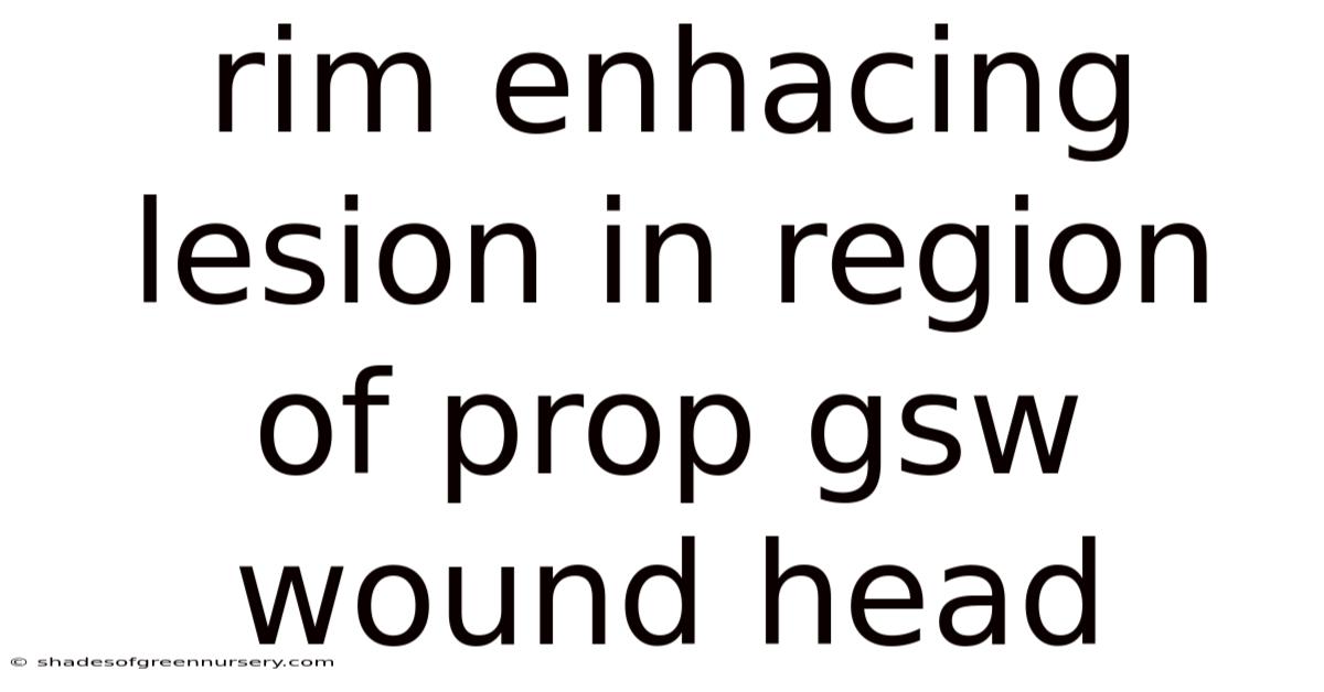 Rim Enhacing Lesion In Region Of Prop Gsw Wound Head