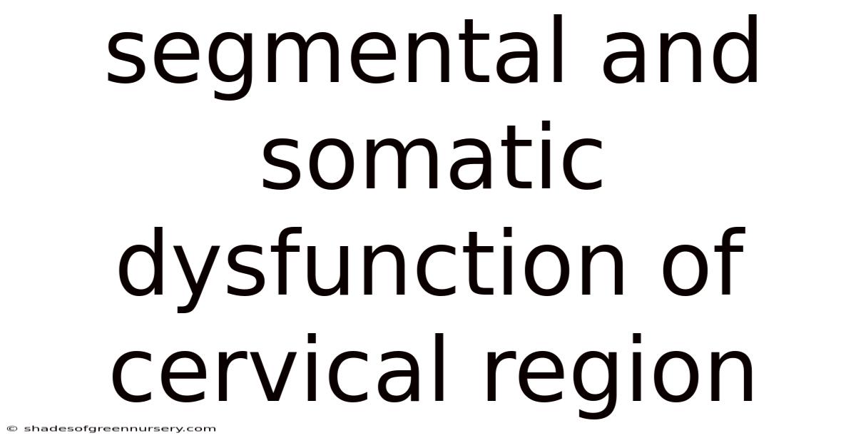 Segmental And Somatic Dysfunction Of Cervical Region