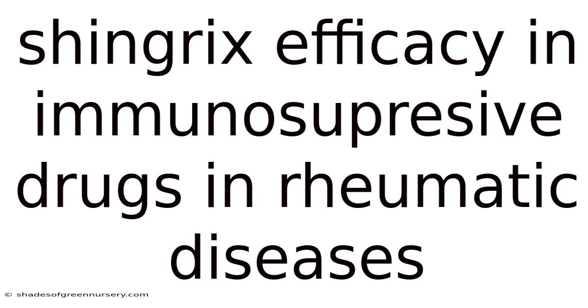 Shingrix Efficacy In Immunosupresive Drugs In Rheumatic Diseases