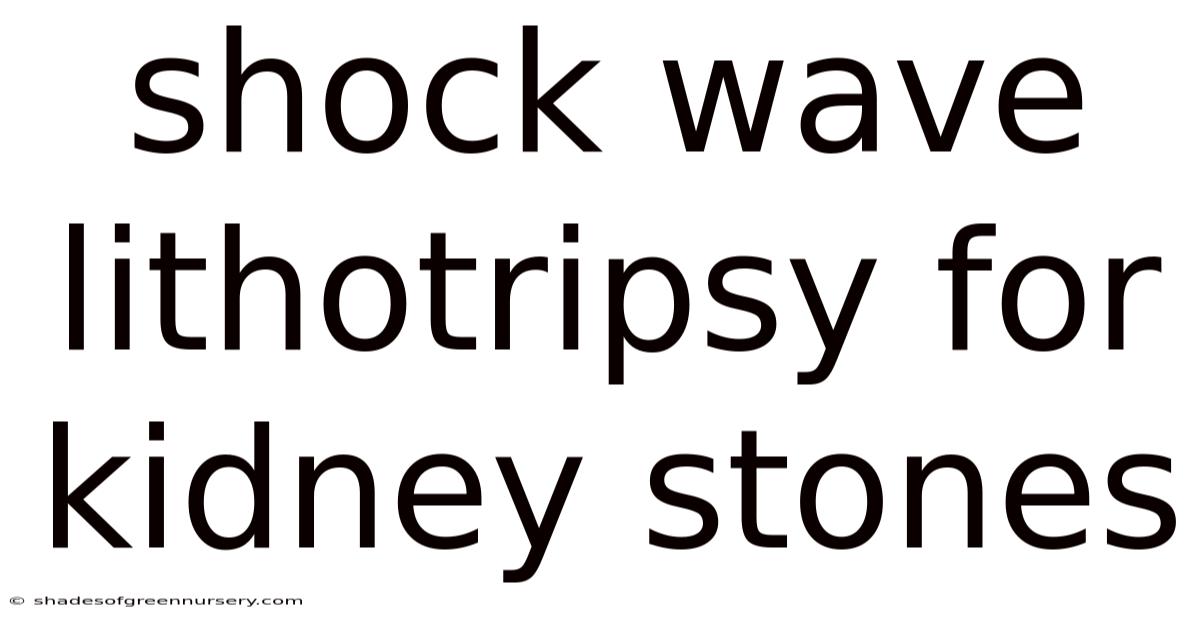 Shock Wave Lithotripsy For Kidney Stones