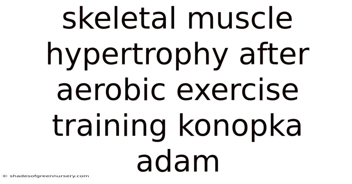 Skeletal Muscle Hypertrophy After Aerobic Exercise Training Konopka Adam