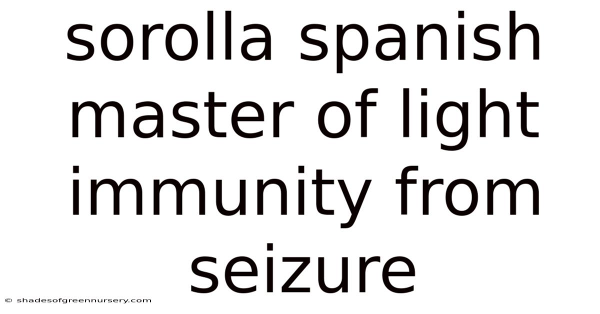 Sorolla Spanish Master Of Light Immunity From Seizure