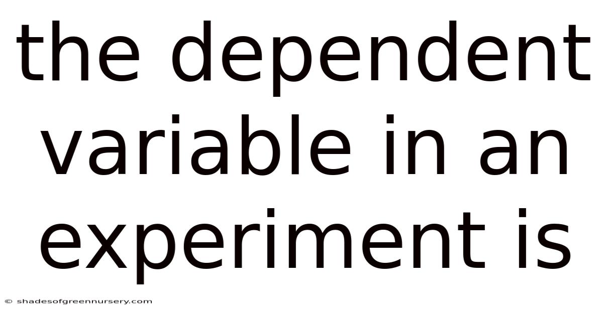 The Dependent Variable In An Experiment Is
