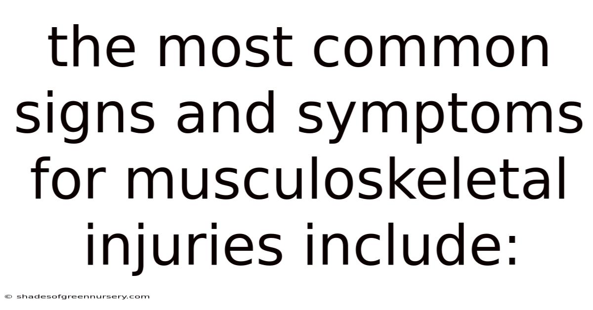 The Most Common Signs And Symptoms For Musculoskeletal Injuries Include: