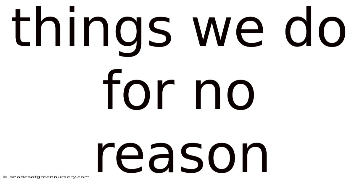 Things We Do For No Reason