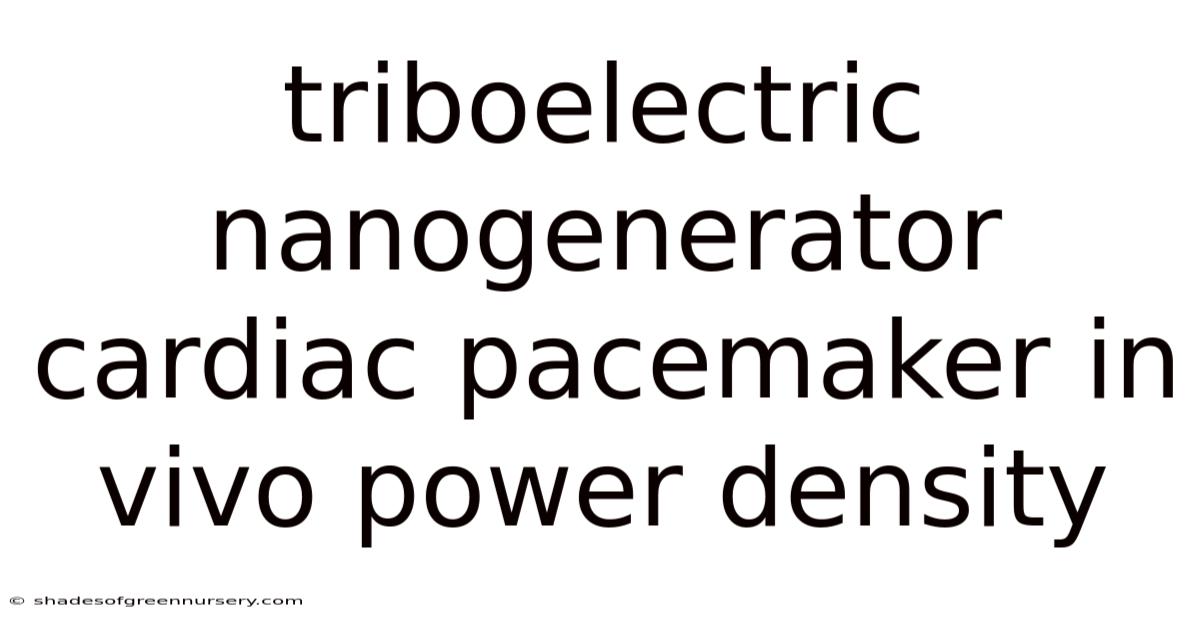 Triboelectric Nanogenerator Cardiac Pacemaker In Vivo Power Density