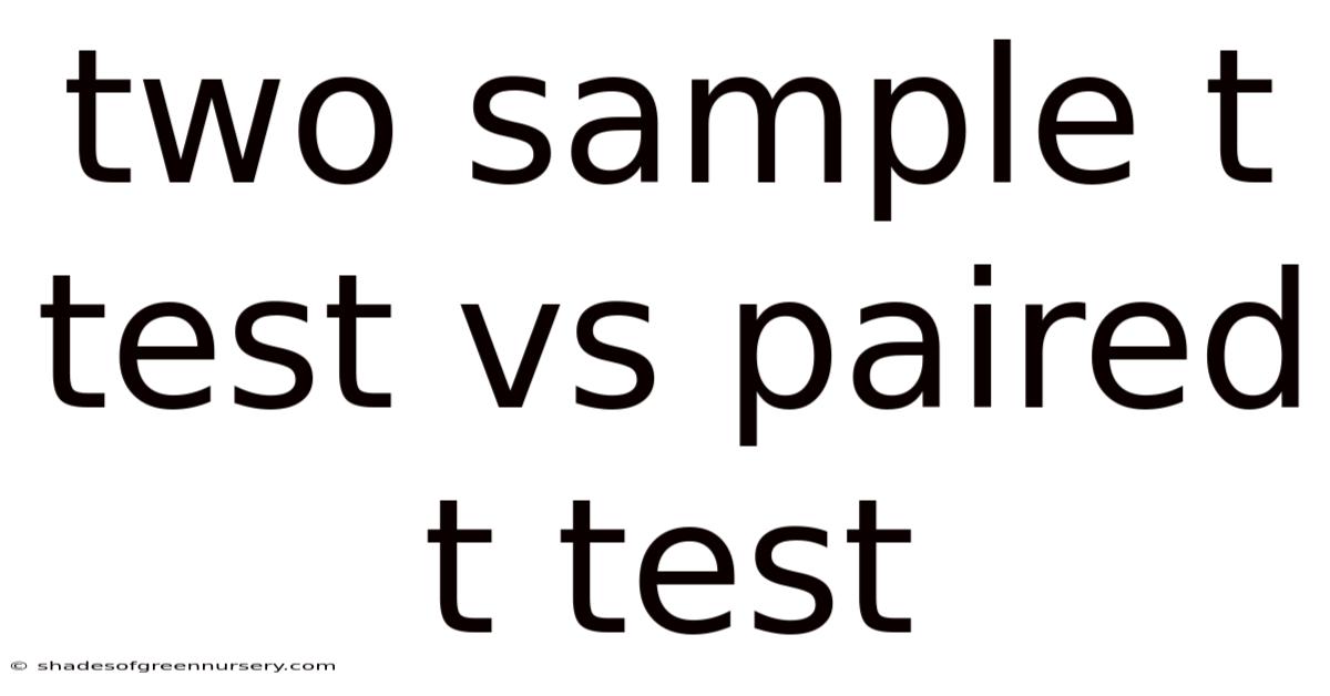 Two Sample T Test Vs Paired T Test