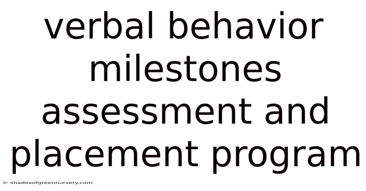 Verbal Behavior Milestones Assessment And Placement Program