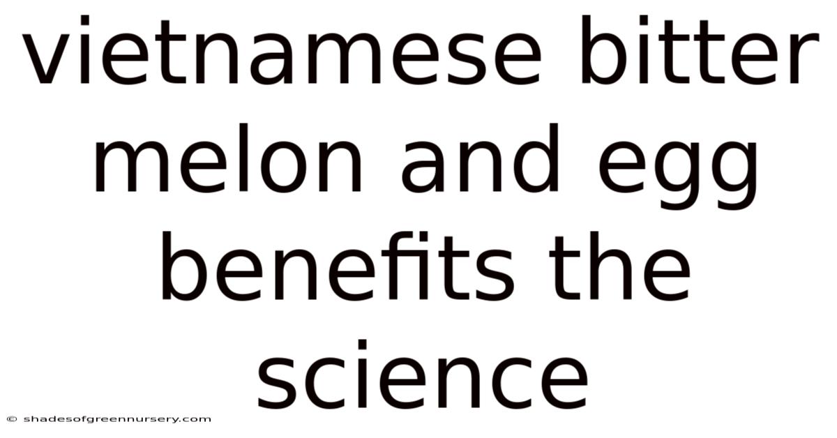 Vietnamese Bitter Melon And Egg Benefits The Science