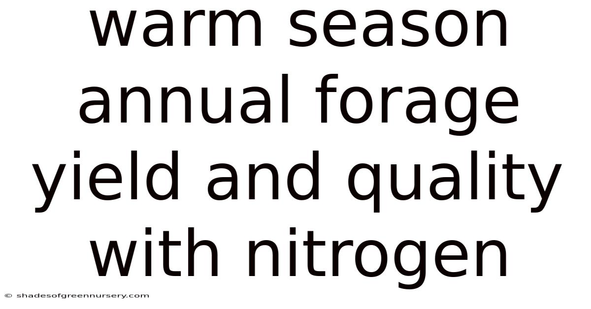 Warm Season Annual Forage Yield And Quality With Nitrogen