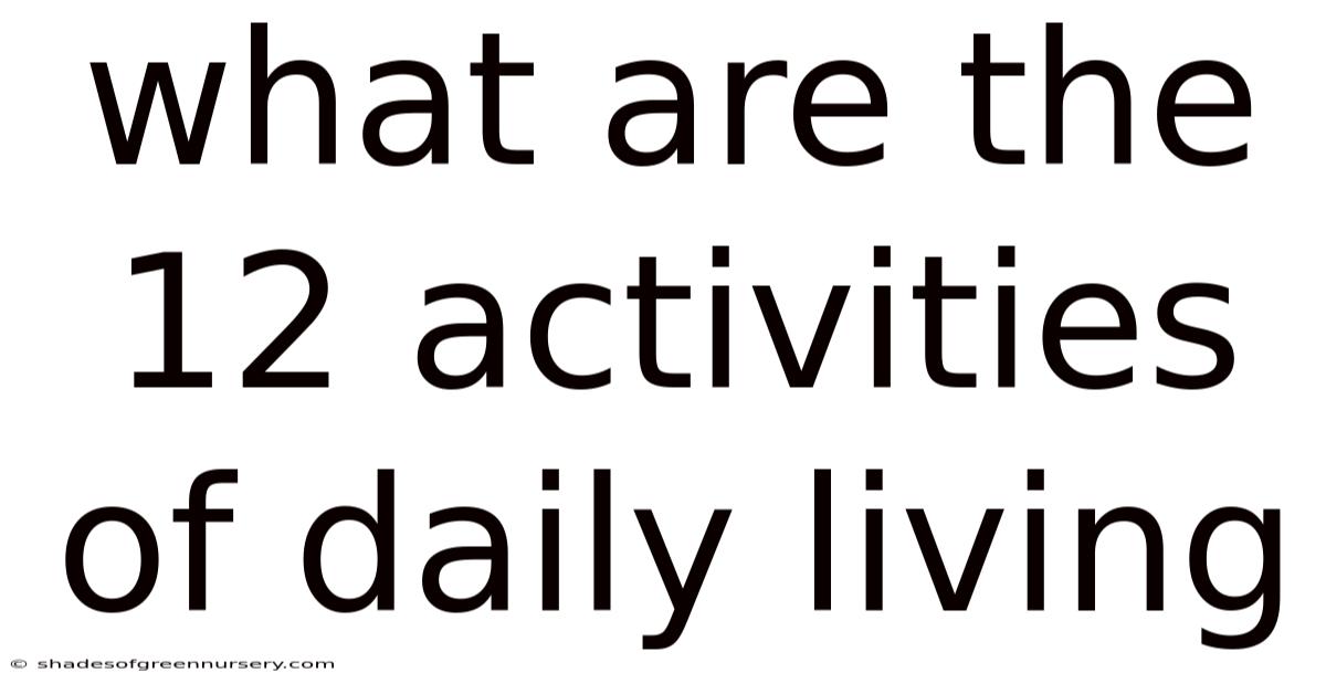 What Are The 12 Activities Of Daily Living