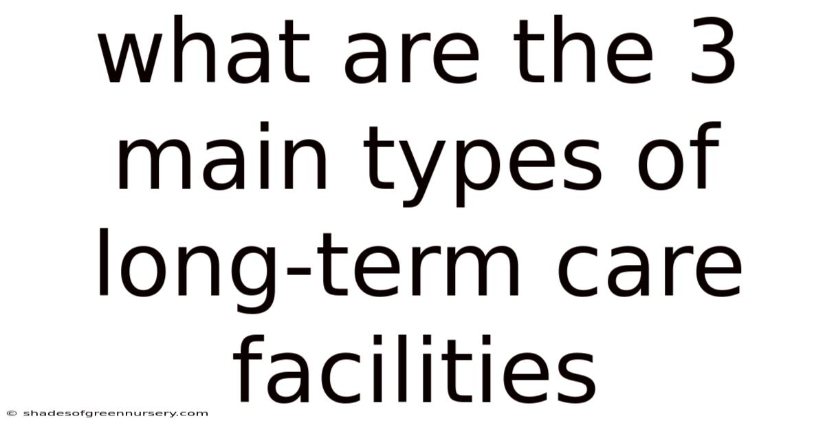 What Are The 3 Main Types Of Long-term Care Facilities