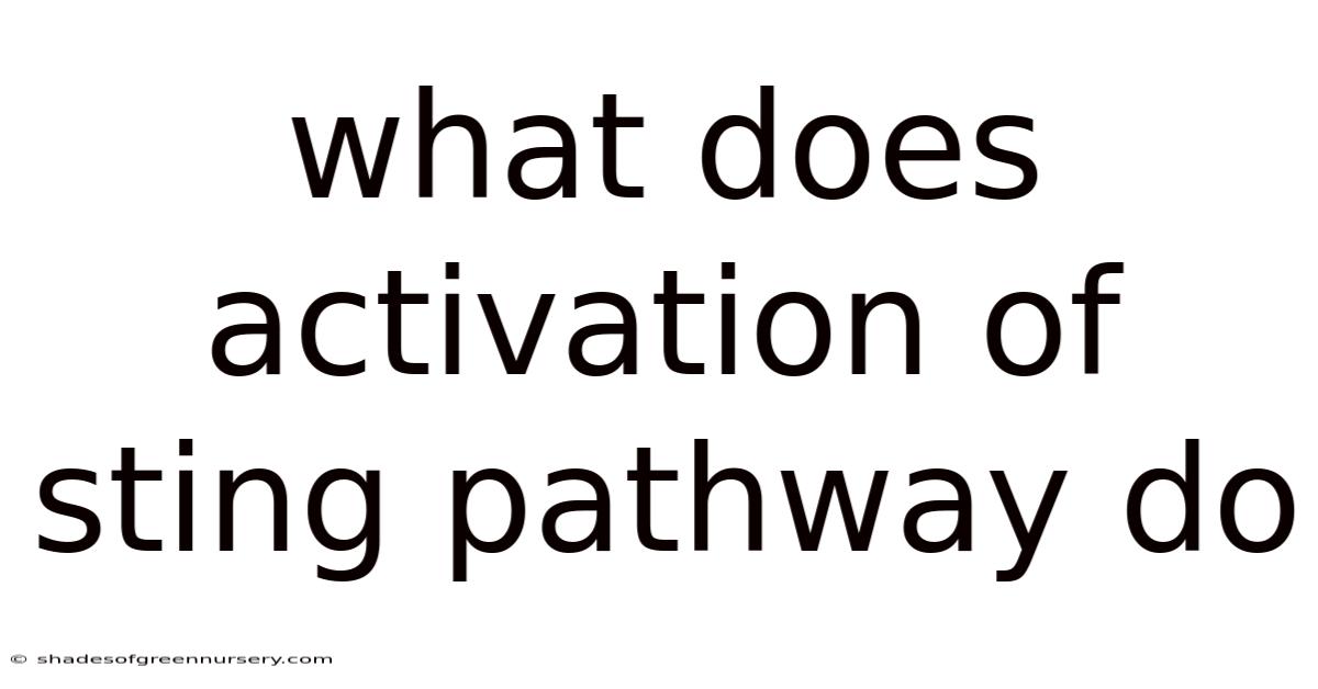 What Does Activation Of Sting Pathway Do