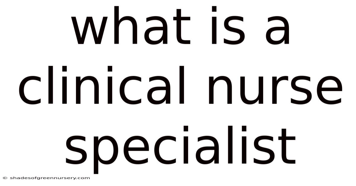 What Is A Clinical Nurse Specialist