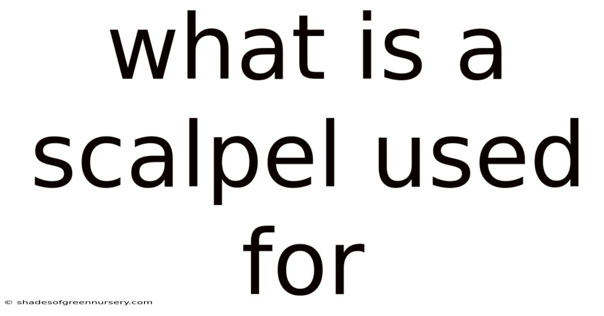 What Is A Scalpel Used For