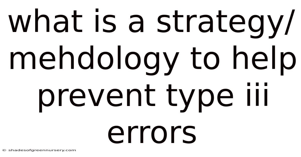 What Is A Strategy/mehdology To Help Prevent Type Iii Errors