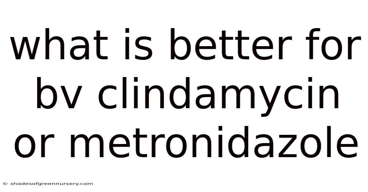 What Is Better For Bv Clindamycin Or Metronidazole
