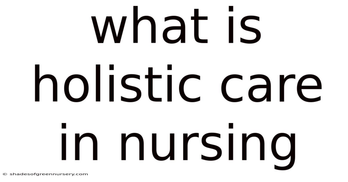 What Is Holistic Care In Nursing