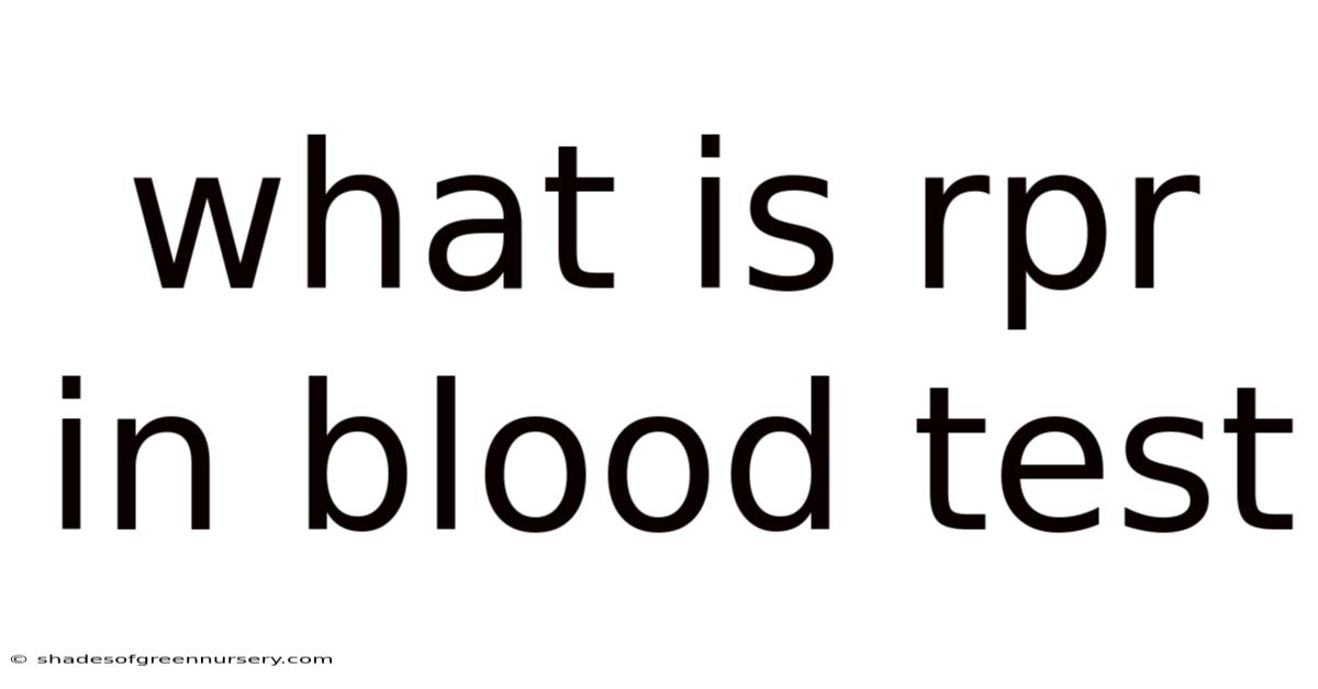 What Is Rpr In Blood Test