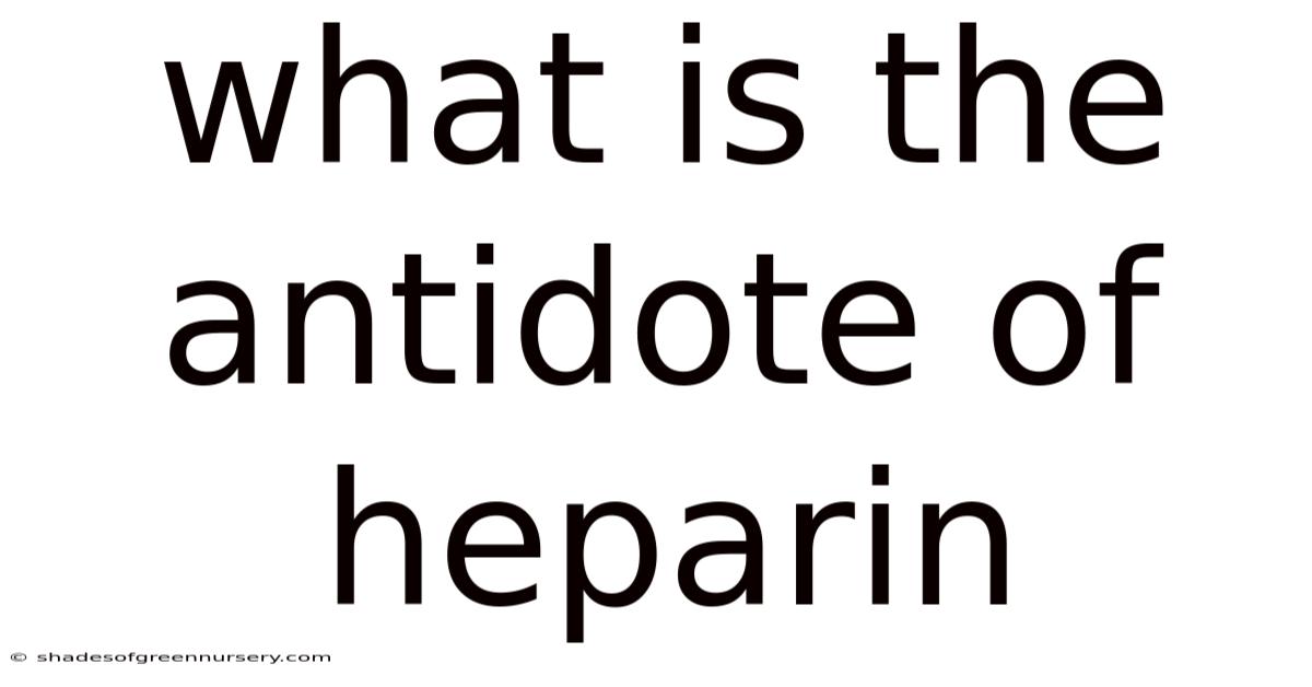 What Is The Antidote Of Heparin