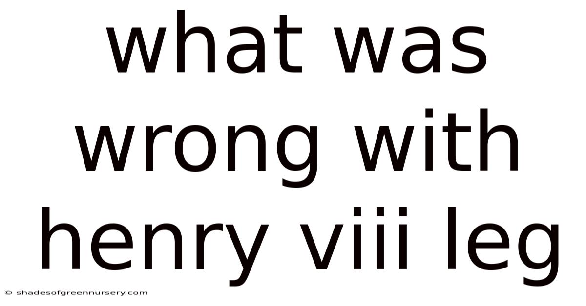 What Was Wrong With Henry Viii Leg