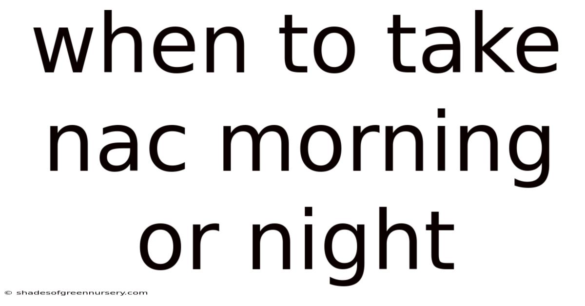 When To Take Nac Morning Or Night