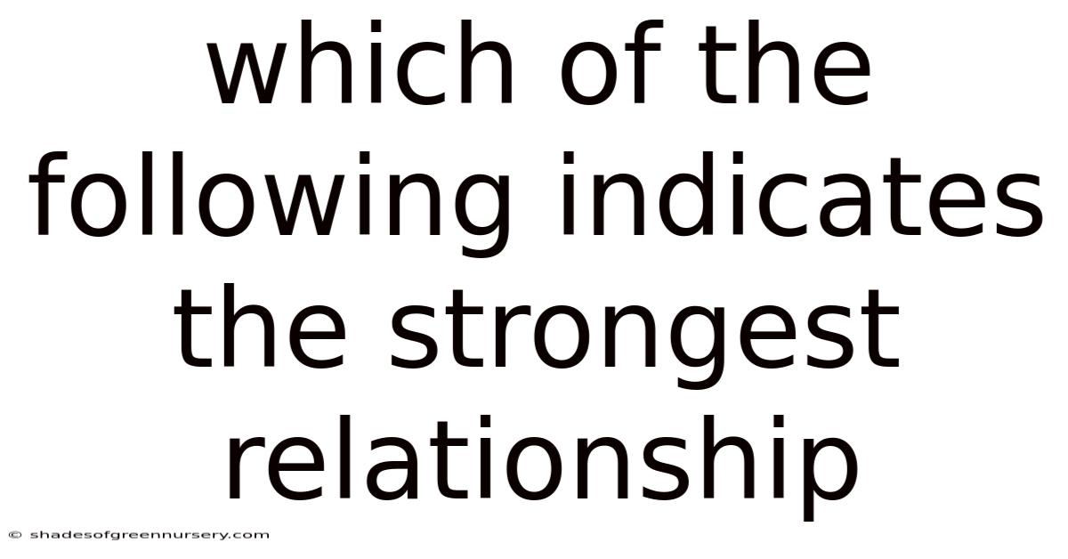 Which Of The Following Indicates The Strongest Relationship