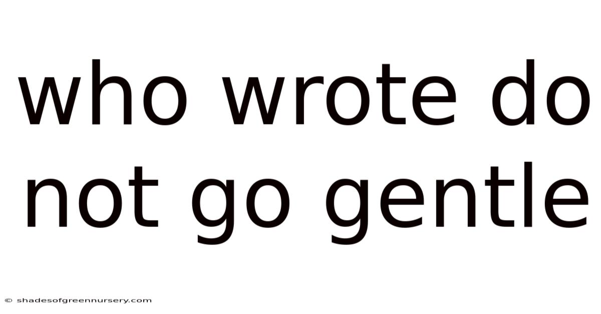 Who Wrote Do Not Go Gentle
