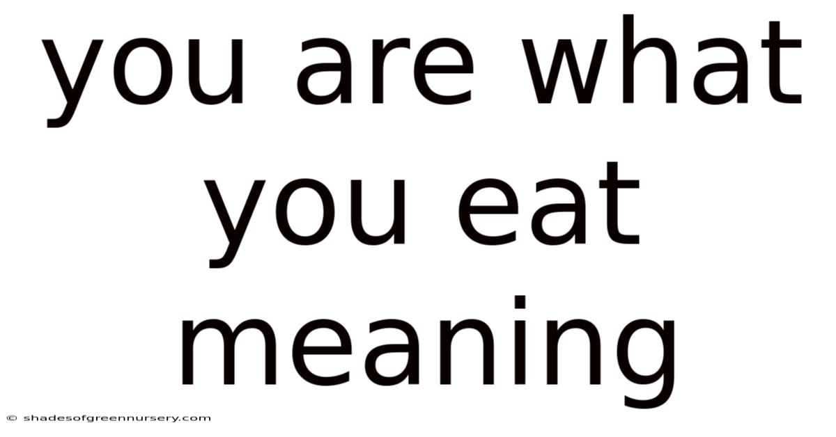 You Are What You Eat Meaning